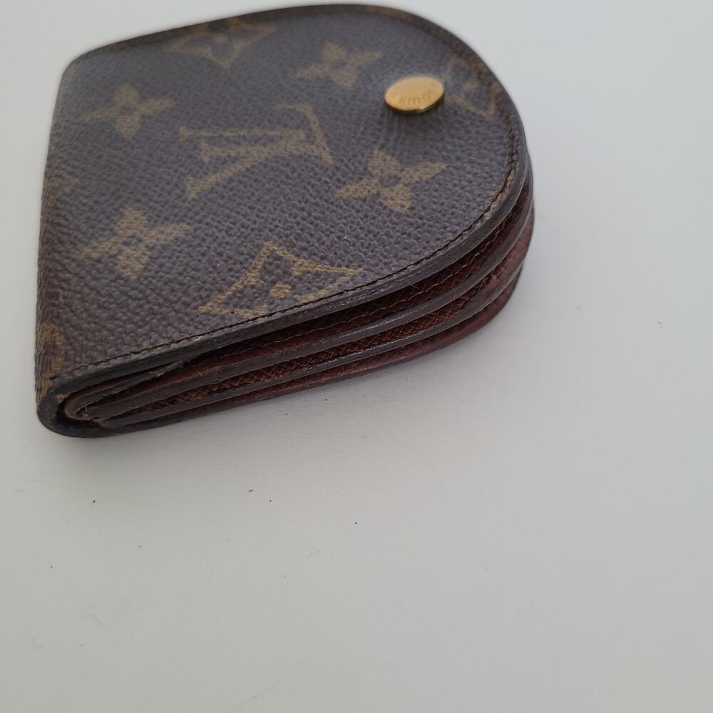Louis Vuitton Vintage Mini Coin Holder Wallet Small Brown Horseshoe Bifold Logo - Picture 10 of 15